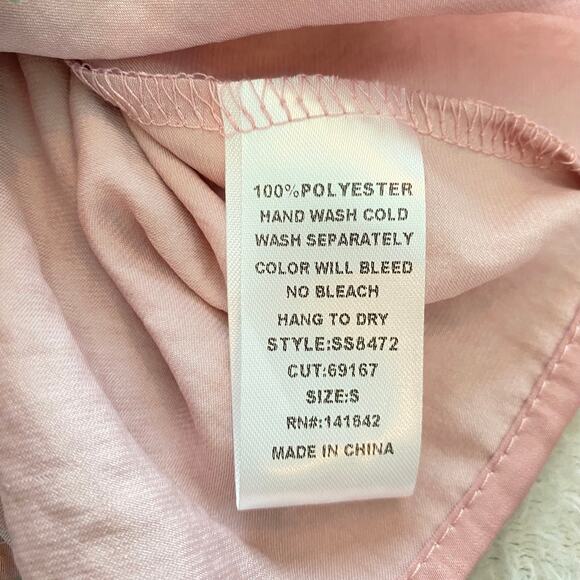 She + Sky Babydoll Smocked Blouse Top Women S Pink Poet Sleeve Romantic Coquette - Picture 5 of 8